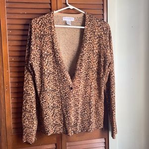 vintage animal print woman’s cardigan